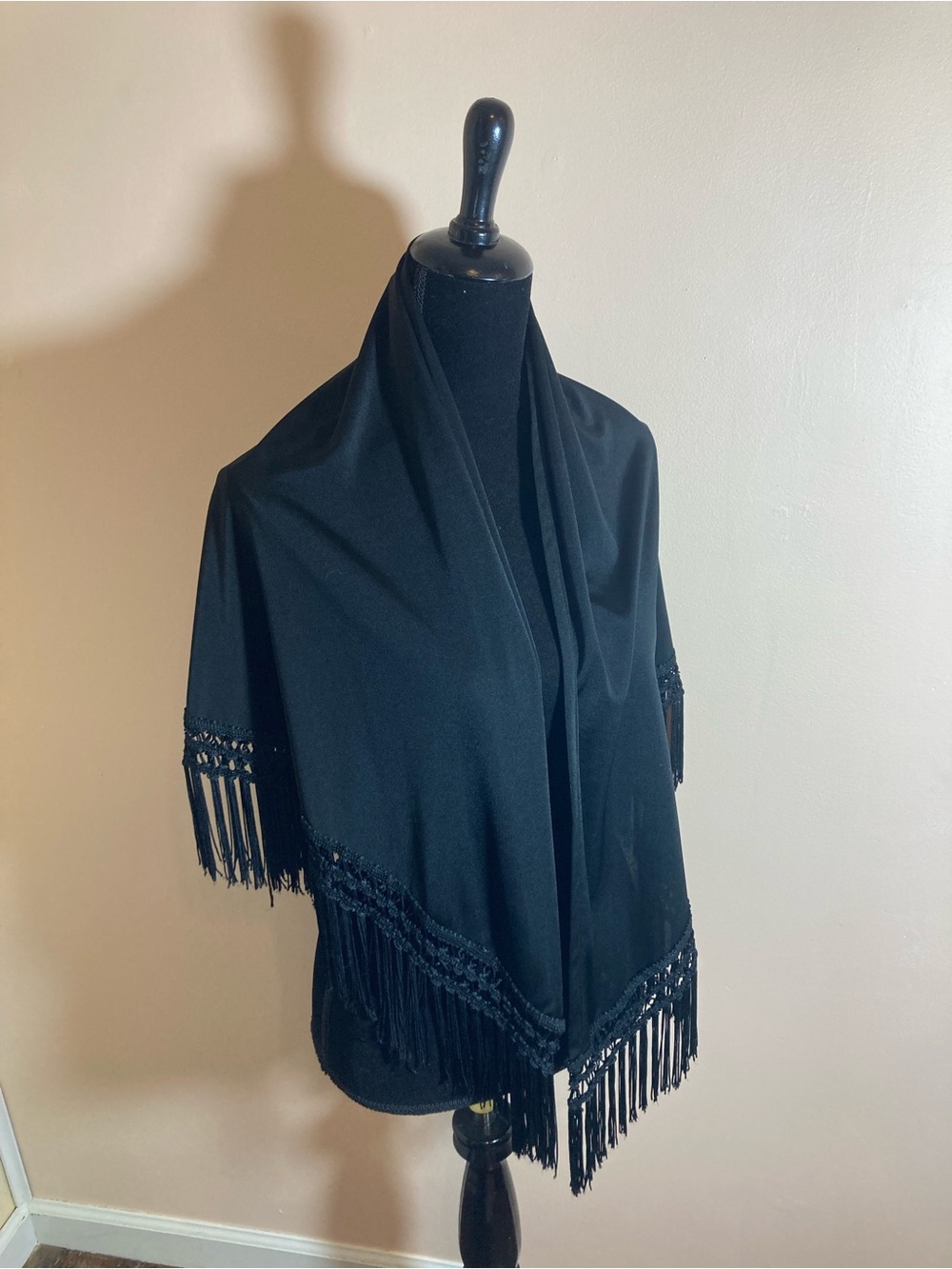 Black Fringe Shawl Wrap - Women's Accessory